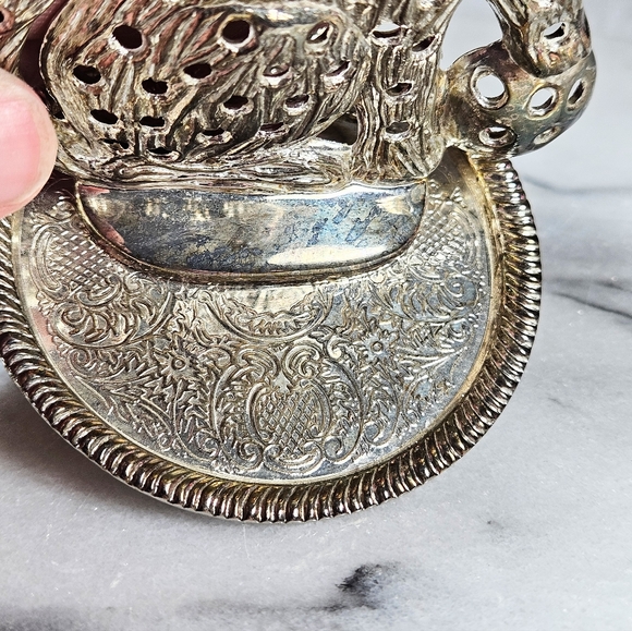 Vintage Silver Plate Cat Pierced Earring Tree Holder Ring Tray Jewelry Kitschy - Picture 6 of 6